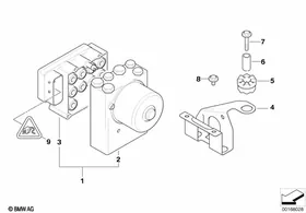 ABS hydro unit/control unit/support — BMW E36 factory diagram