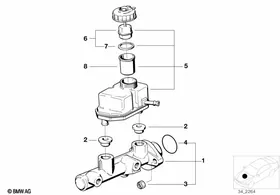 Brake master cylinder/expansion tank — BMW E36 factory diagram