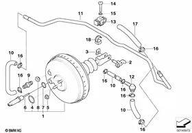 Power brake unit depression — BMW E36 factory diagram