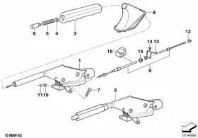 Handbrake lever — BMW E36 factory diagram