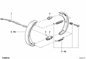 Parking brake/brake shoes — BMW E36 factory diagram