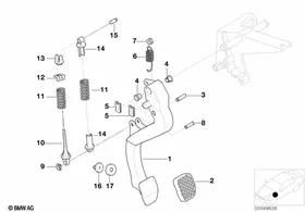 Pedals-supporting bracket/clutch pedal — BMW E36 factory diagram