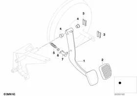 Pedals supporting bracket/brake pedal — BMW E36 factory diagram