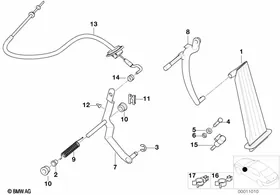Accelerator pedal/bowden cable LHD — BMW E36 factory diagram