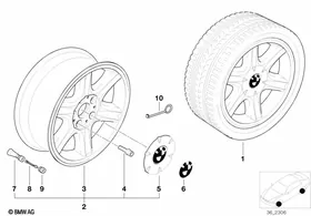 Star-spoke styling II (styl.10) — BMW E36 factory diagram