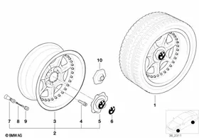 7-spoke composite wheel (styl.19) — BMW E36 factory diagram
