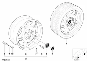 M double-spoke,polished (styl.24) — BMW E36 factory diagram