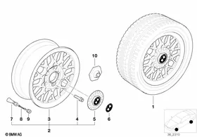 BMW light alloy wheel, cross spoke 29 — BMW E36 factory diagram