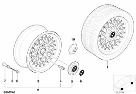 M cross-spoke,threaded (styl.29) — BMW E36 factory diagram