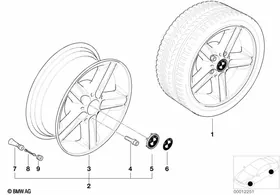 BMW light-alloy wheel star spokes 43 — BMW E36 factory diagram