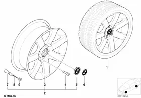 BMW light-alloy wheel star spokes 44 — BMW E36 factory diagram