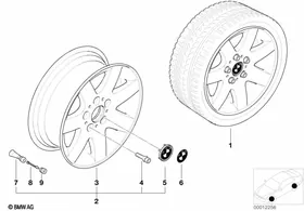 BMW light-alloy wheel star spokes 45 — BMW E36 factory diagram