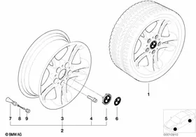 BMW light alloy wheel, double spoke 47 — BMW E36 factory diagram
