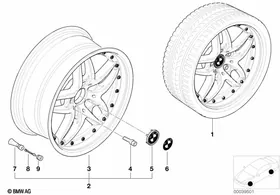 BMW composite wheel, double spoke 71 — BMW E36 factory diagram