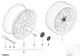 BMW light alloy wheel, cross spoke 78 — BMW E36 factory diagram