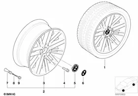 BMW LA wheel, parallel spoke 85 — BMW E36 factory diagram