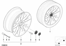 BMW light alloy wheel, radial spoke 50 — BMW E36 factory diagram