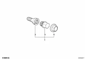 Wheel bolt lock with adaptor — BMW E36 factory diagram