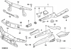 Front body parts — BMW E36 factory diagram