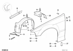 Side panel, front — BMW E36 factory diagram