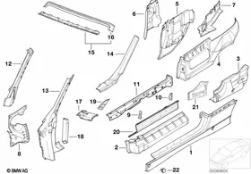 Single components for body-side frame — BMW E36 factory diagram
