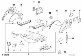 Floor panel trunk/wheel housing rear — BMW E36 factory diagram