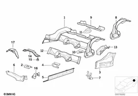 Rear floor parts — BMW E36 factory diagram