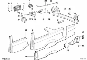 Side panel/tail trim — BMW E36 factory diagram