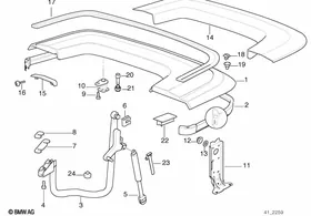 Folding top compartment lid — BMW E36 factory diagram