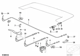 Electrical folding top flap mechanism — BMW E36 factory diagram