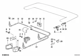 Manual folding top flap mechanism — BMW E36 factory diagram
