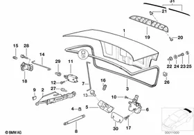 Trunk lid/closing system — BMW E36 factory diagram