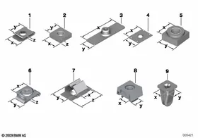 Mechanical connection elements — BMW E36 factory diagram