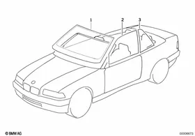Glazing — BMW E36 factory diagram