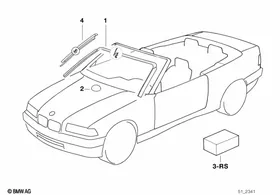 Glazing, mounting parts — BMW E36 factory diagram