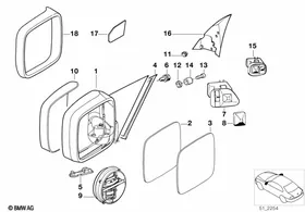 Outside mirror — BMW E36 factory diagram