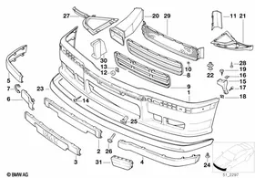 M trim panel, front — BMW E36 factory diagram