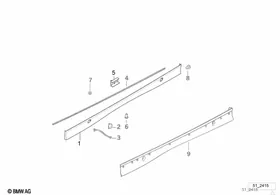 Cover door sill / wheel arch — BMW E36 factory diagram