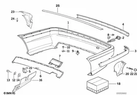 Trim panel, rear — BMW E36 factory diagram