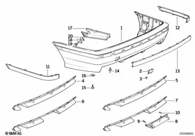 M trim panel, rear — BMW E36 factory diagram