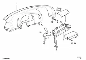 Dashboard covering/passenger's airbag — BMW E36 factory diagram