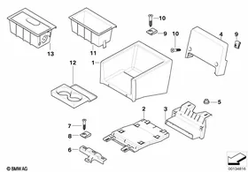 Rear centre console — BMW E36 factory diagram