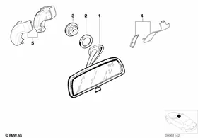 Interior mirror — BMW E36 factory diagram