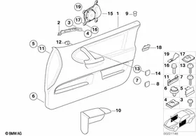 Door trim panel, front — BMW E36 factory diagram