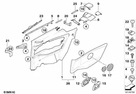Lateral trim panel rear — BMW E36 factory diagram