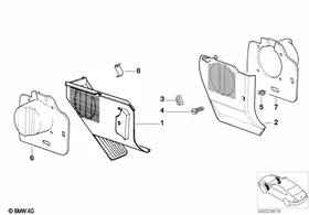 Trim panel leg room — BMW E36 factory diagram