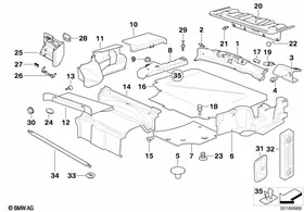 Trunk trim panel — BMW E36 factory diagram