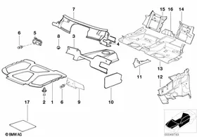 Sound insulation — BMW E36 factory diagram