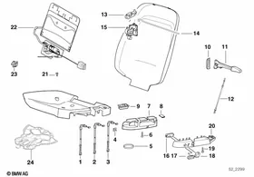Single parts of front seat controls — BMW E36 factory diagram
