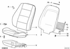 Front seat pan/pad — BMW E36 factory diagram